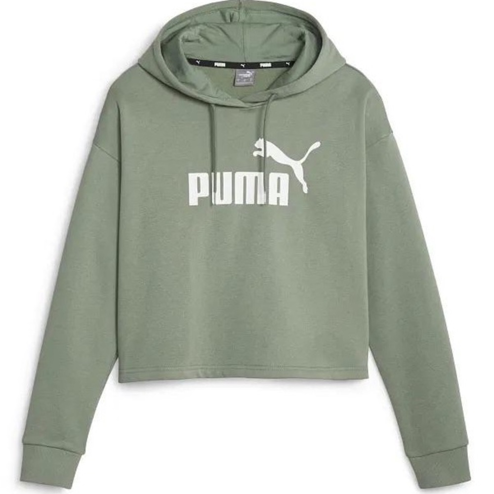Puma essentials logo fleece cropped hoodie sweater